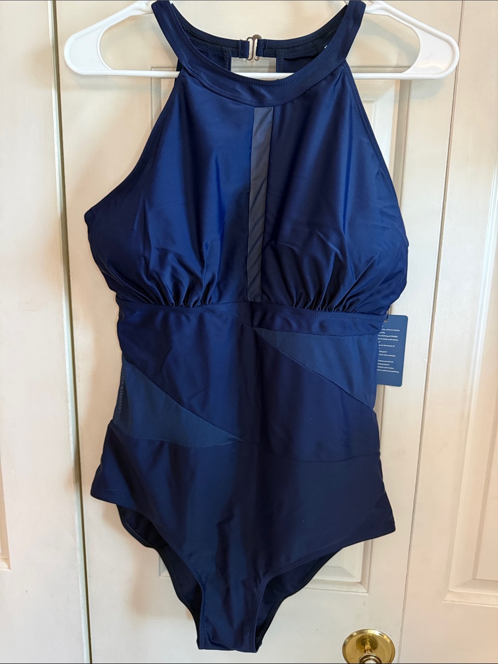 Navy High-Neck One-Piece Swimsuit - Finizo